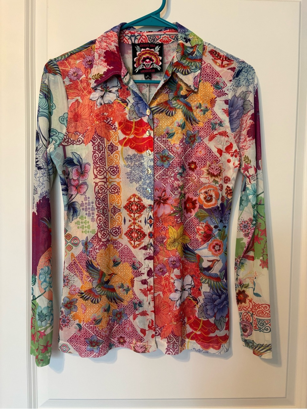 NWT Johnny Was McDreamer Mesh Button Front Shirt